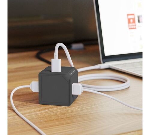 Allocacoc - USBcube - Extended - USB A+C - 1.5m Cable - 65W - Γκρι DH1254GY/EUPD65