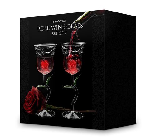 Rose Wine Glass Set – Σετ Ποτηριών Κρασιού με Τριαντάφυλλο