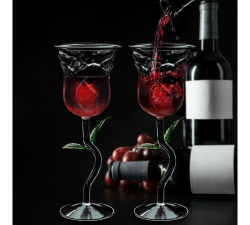 Rose Wine Glass Set – Σετ Ποτηριών Κρασιού με Τριαντάφυλλο
