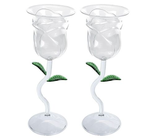 Rose Wine Glass Set – Σετ Ποτηριών Κρασιού με Τριαντάφυλλο