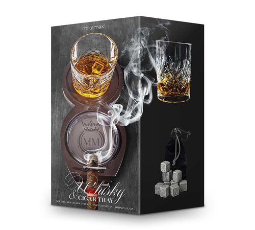 Whiskey & Cigar Tray – Ξύλινος Δίσκος για Ουίσκι & Πούρο