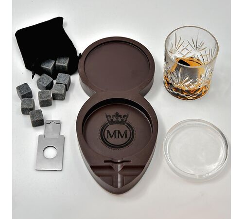 Whiskey & Cigar Tray – Ξύλινος Δίσκος για Ουίσκι & Πούρο