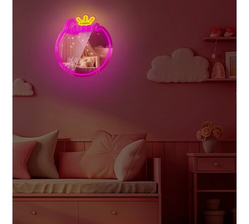 Forever Light Neon Mirror LED Sleeping Queen/Warm White Pink - Διακοσμητικός Καθρέπτης με LED Neon