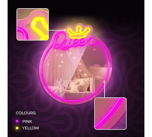 Forever Light Neon Mirror LED Sleeping Queen/Warm White Pink - Διακοσμητικός Καθρέπτης με LED Neon