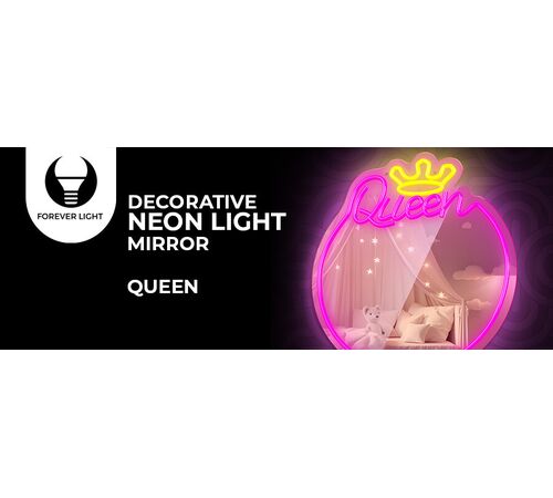Forever Light Neon Mirror LED Sleeping Queen/Warm White Pink - Διακοσμητικός Καθρέπτης με LED Neon