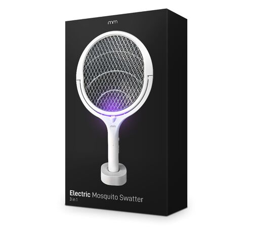 Electric Mosquito Swatter – 3 σε 1 Ηλεκτρική Ρακέτα Κουνουπιών με Λειτουργία Παγίδας και Βάση Φόρτισης