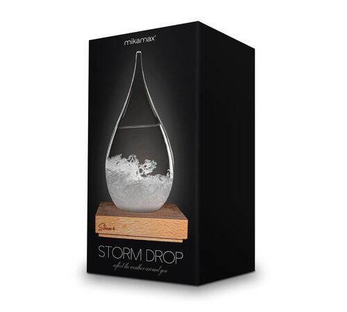 Storm Glass Drop Small – Μικρό Διακοσμητικό Βαρόμετρο σε Σχήμα Σταγόνας με Ξύλινη Βάση (13.5 cm)