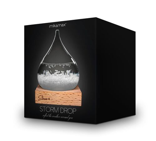 Storm Glass Drop Large – Μεγάλο Διακοσμητικό Βαρόμετρο σε Σχήμα Σταγόνας με Ξύλινη Βάση (22 cm)