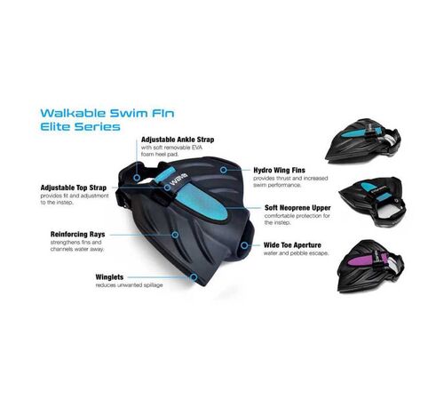 Waveo Swim Fins Βατραχοπέδιλα Ρυθμιζόμενα - Black/Blue Χρώμα (Μαύρο-Μπλε), Μέγεθος (32-39)
