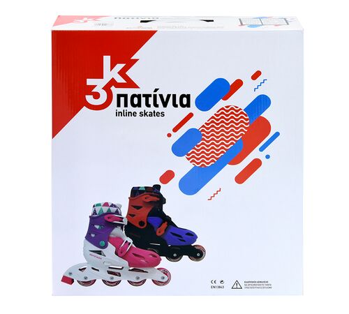 3K Αυξομειούμενα Πατίνια - Φούξια/Μωβ/Λευκό Χρώμα (Φούξια-Μωβ-Λευκό), Μέγεθος (31-34)
