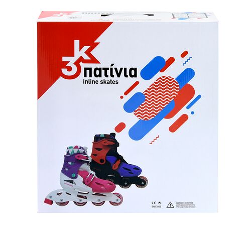 3K Αυξομειούμενα Πατίνια - Κόκκινο/Μαύρο/Μπλε Χρώμα (Κόκκινο-Μαύρο-Μπλε), Μέγεθος (39-42)