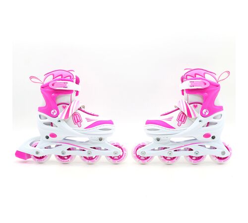 ΑΘΛΟΠΑΙΔΙΑ Αυξομειούμενα Inline/Roller Skates/Παγοπέδιλα, 3 σε 1, για Κορίτσια Χρώμα (Φούξια), Μέγεθος (34-37)