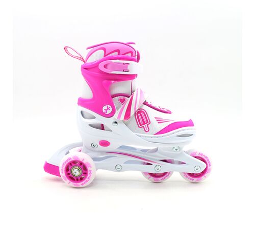 ΑΘΛΟΠΑΙΔΙΑ Αυξομειούμενα Inline/Roller Skates/Παγοπέδιλα, 3 σε 1, για Κορίτσια Χρώμα (Φούξια), Μέγεθος (38-41)