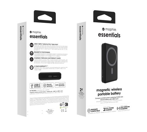 Mophie Essentials Magnetic Wireless Portable Battery 10K (Μαύρο)