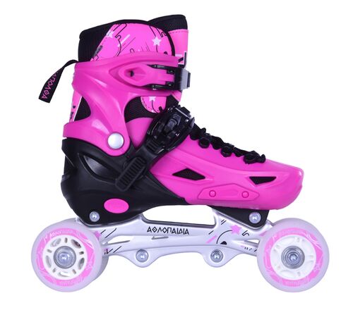 3K Αυξομειούμενα Πατίνια/Roller Skates/Παγοπέδιλα 3 σε 1 - Ροζ Χρώμα (Ροζ), Μέγεθος (35-38)
