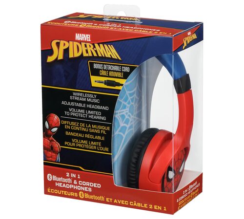 eKids Marvel Spiderman Ασύρματα Ακουστικά με ασφαλή μέγιστη ένταση ήχου για παιδιά και εφήβους (SM-B34VM) (Κόκκινο/Μπλε)