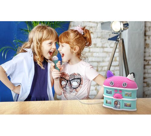 eKids Gabby's Dollhouse Sing-Along Boombox Karaoke & Μικρόφωνο για παιδιά με ενσωματωμένη μουσική, φωτισμό, Sound Effects (GA-115)  (Μωβ/Θαλασσί)