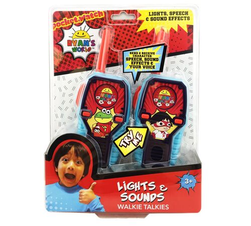 eKids Ryan's World Walkie Talkies για παιδιά & ενήλικες με ενσωματωμένο μεγάφωνο και εμβέλεια 150 μέτρων (RW-212) (Μπλε/Κόκκινο/Θαλασσί)