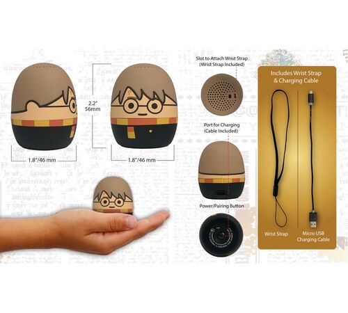 eKids Harry Potter Φορητό ηχείο Bluetooth για παιδιά με λουράκι καρπού (Μαύρο/Κίτρινο/Μπεζ)