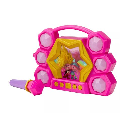 eKids Trolls 3 Boombox Karaoke & Μικρόφωνο για παιδιά με ενσωματωμένη μουσική, φωτισμό, Sound Effects (TR-115v2)  (Μωβ/Χρυσό)