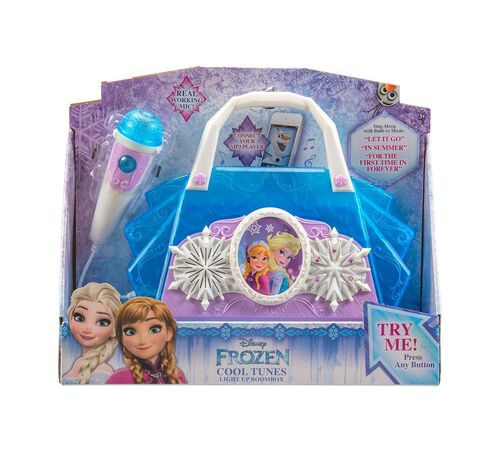 eKids Frozen 1 Light Up Boombox Karaoke & Ασύρματο Μικρόφωνο για παιδιά με ενσωματωμένη μουσική, φωτισμό, Sound Effects (FR-115)  (Γαλάζιο/Μωβ)