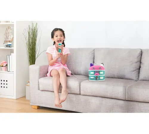 eKids Gabby's Dollhouse Sing-Along Boombox Karaoke & Μικρόφωνο για παιδιά με ενσωματωμένη μουσική, φωτισμό, Sound Effects (GA-115)  (Μωβ/Θαλασσί)