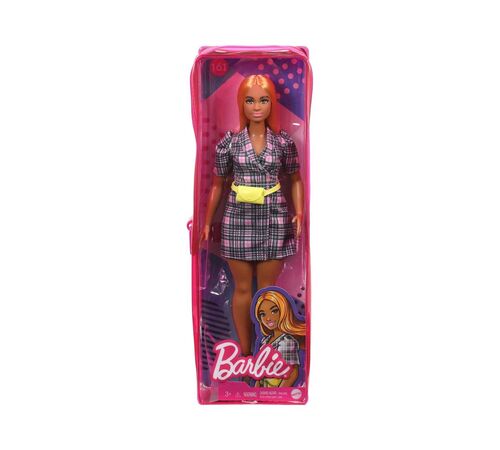 Mattel Barbie Doll - Fashionistas #161 - Puff Sleeve Plaid Blazer Dress Curvy Doll (GRB53)