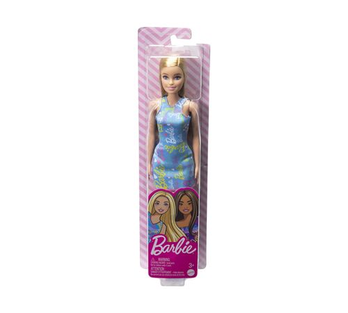 Mattel Barbie Purple Dress with Flowers - Blonde Doll with Blue Dress (HGM59)