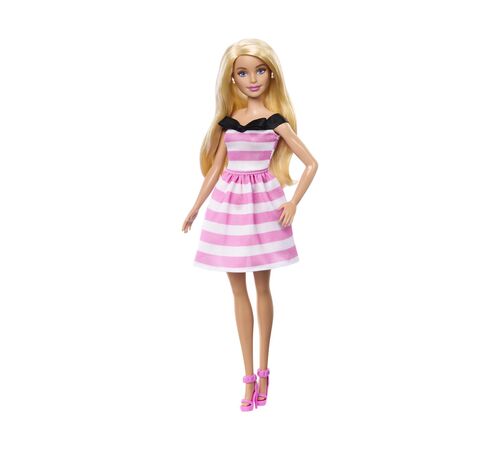 Mattel Barbie® 65th Anniversary - Blonde Doll with Pink Striped Dress (HTH66)
