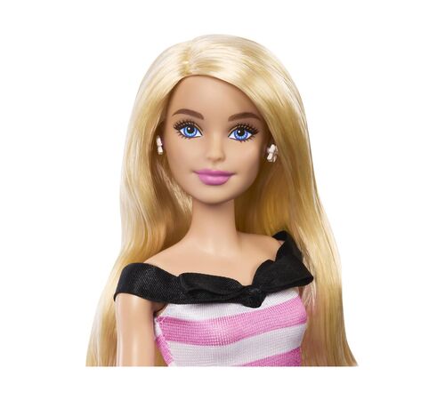 Mattel Barbie® 65th Anniversary - Blonde Doll with Pink Striped Dress (HTH66)