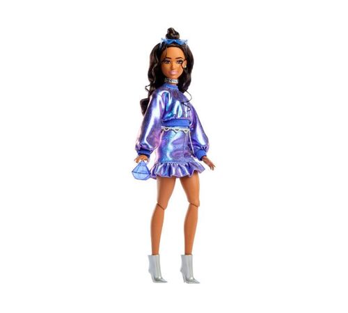 Mattel Barbie: Deluxe Style - Metallic Blue Dress with Brown Hair Doll (JFP42)