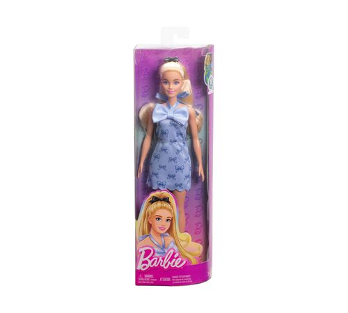 Mattel Barbie: Barbie Fashionistas Wavy Blonde Ponytail Wearing Blue Bow (HYT93)