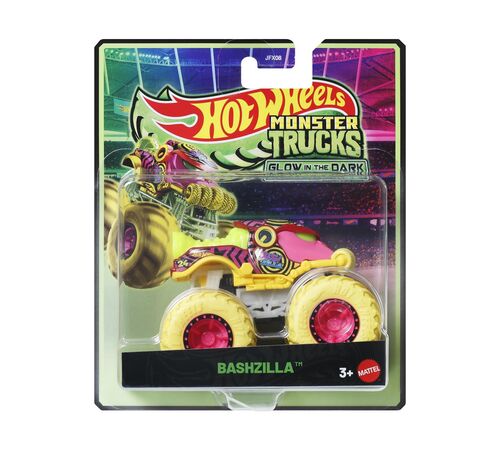 Mattel Hot Wheels: Monster Trucks Glow In The Dark - Bashzilla Vehicle (JFX23)