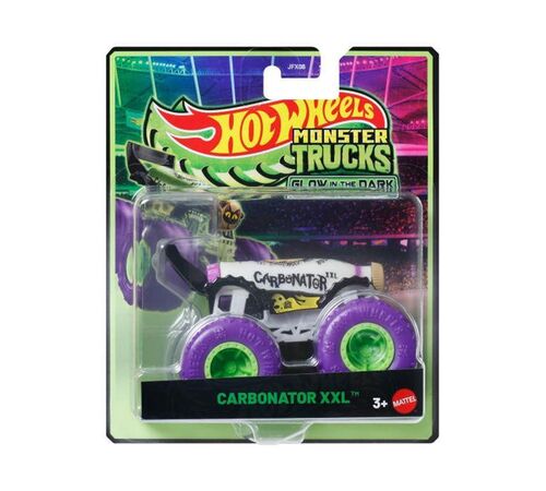 Mattel Hot Wheels: Monster Trucks Glow In The Dark - Carbonator XXL Vehicle (JFX17)