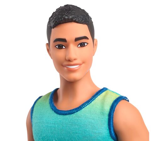 Mattel Barbie: Ken - Ombre Tank &amp; Jean Shorts with Black Hair Doll Fashionistas (HYV00)