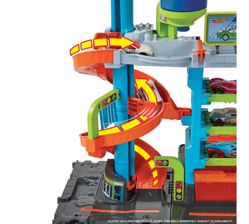 Mattel Hot Wheels City: Mega Tower Car Wash Color Shifters Playset (HDP05)